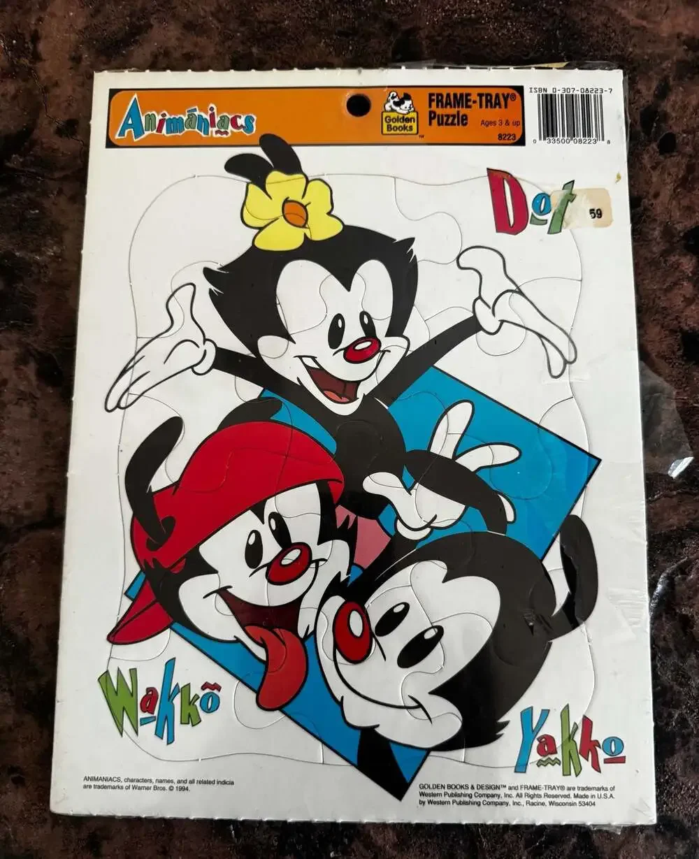 Vtg New sealed 1994 Golden Books Animaniacs Frame-Tray Puzzle Yakko, Wakko, Dot